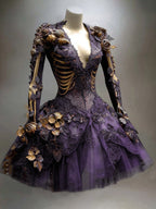 Women's Long Sleeve Floral Mini Dress | Halloween