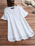 Women's Short Sleeves Casual Blouse | Side Buttons
