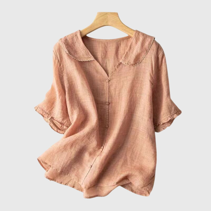 Women's Vintage Elegant Collared Blouse | Short Sleeves