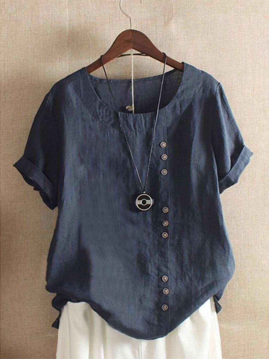 Women's Casual Round Neck Blouse | Short Sleeves