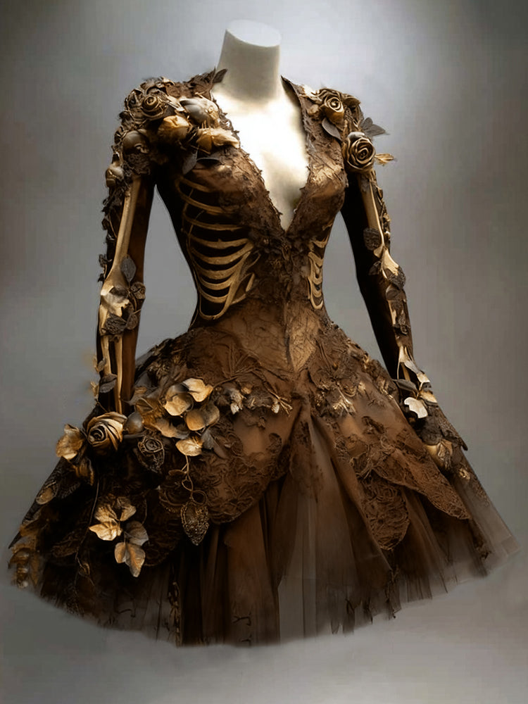 Women's Long Sleeve Floral Mini Dress | Halloween