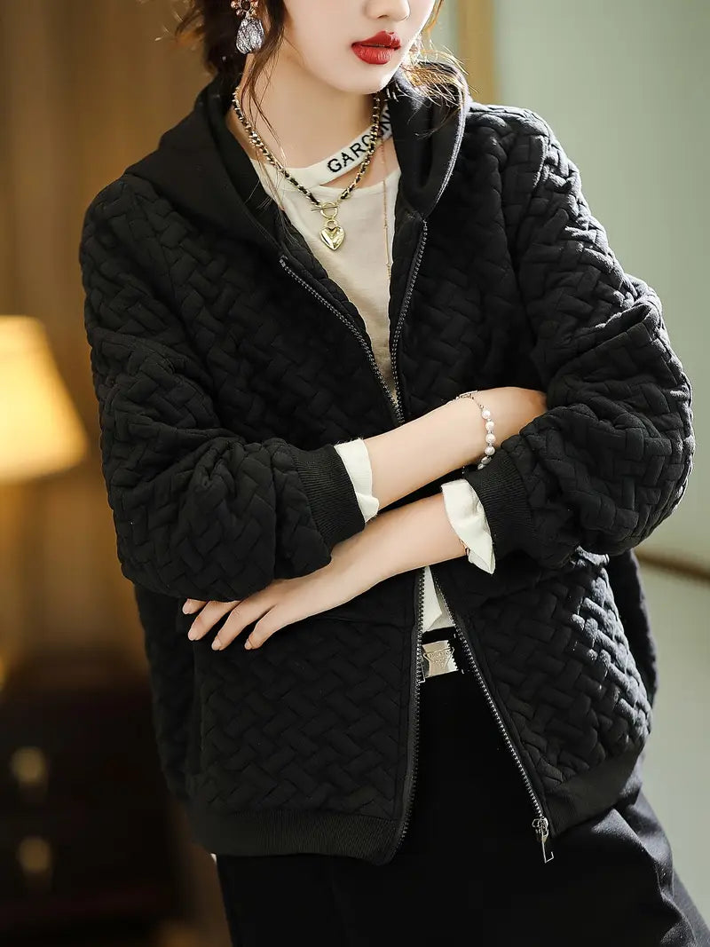 Women's Quilted Zip Up Winter Jacket | Hooded