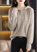 Women's Ribbed Winter Knitted Hoodie | Drawstring
