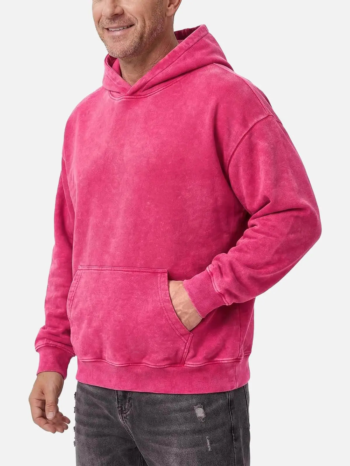Men's Streetwear Washed Winter Hoodie | Plain