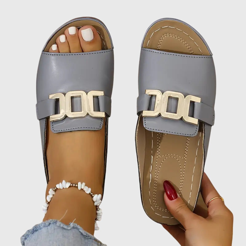 Women's Casual Buckle Detail Open Toe Sandals | Slip On