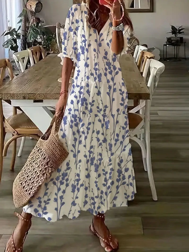 Women's Bohemian Ruffled Printed Dress | Maxi