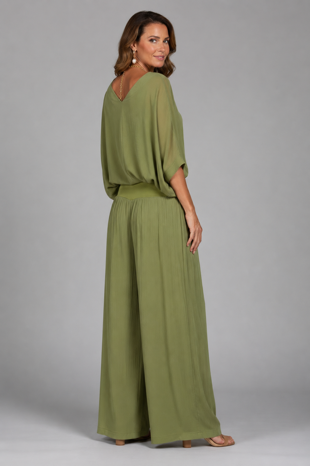 Women’s Elegant Loose Blouse and Wide-Leg Pants Set | Two-Piece
