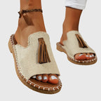 Women's Tassel Detail Bohemian Flat Sandals | Slip On