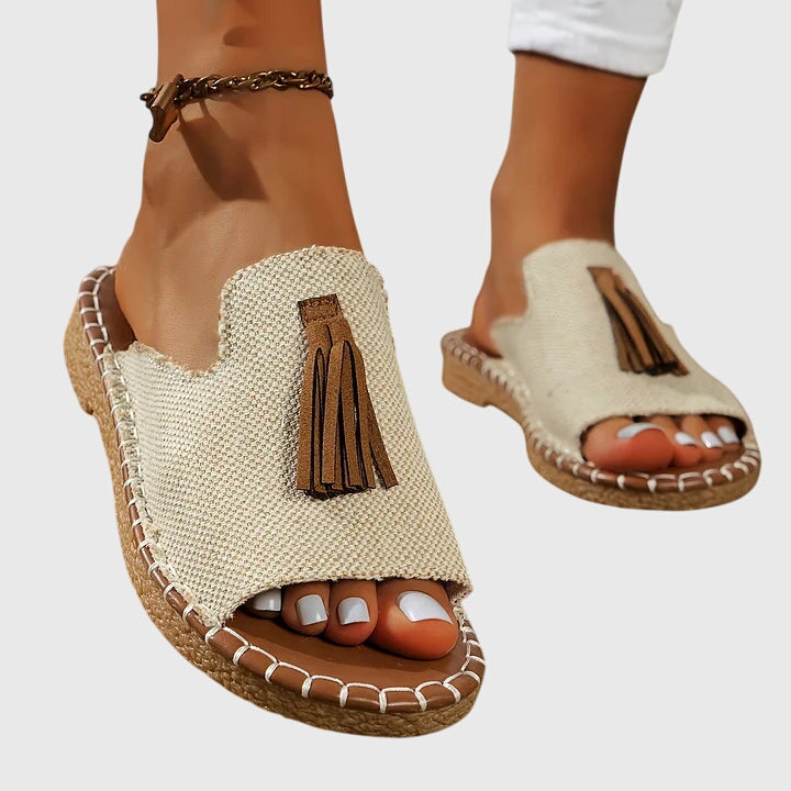 Women's Tassel Detail Bohemian Flat Sandals | Slip On
