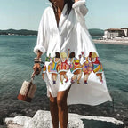 Women's Printed Casual Shirt Dress | Midi