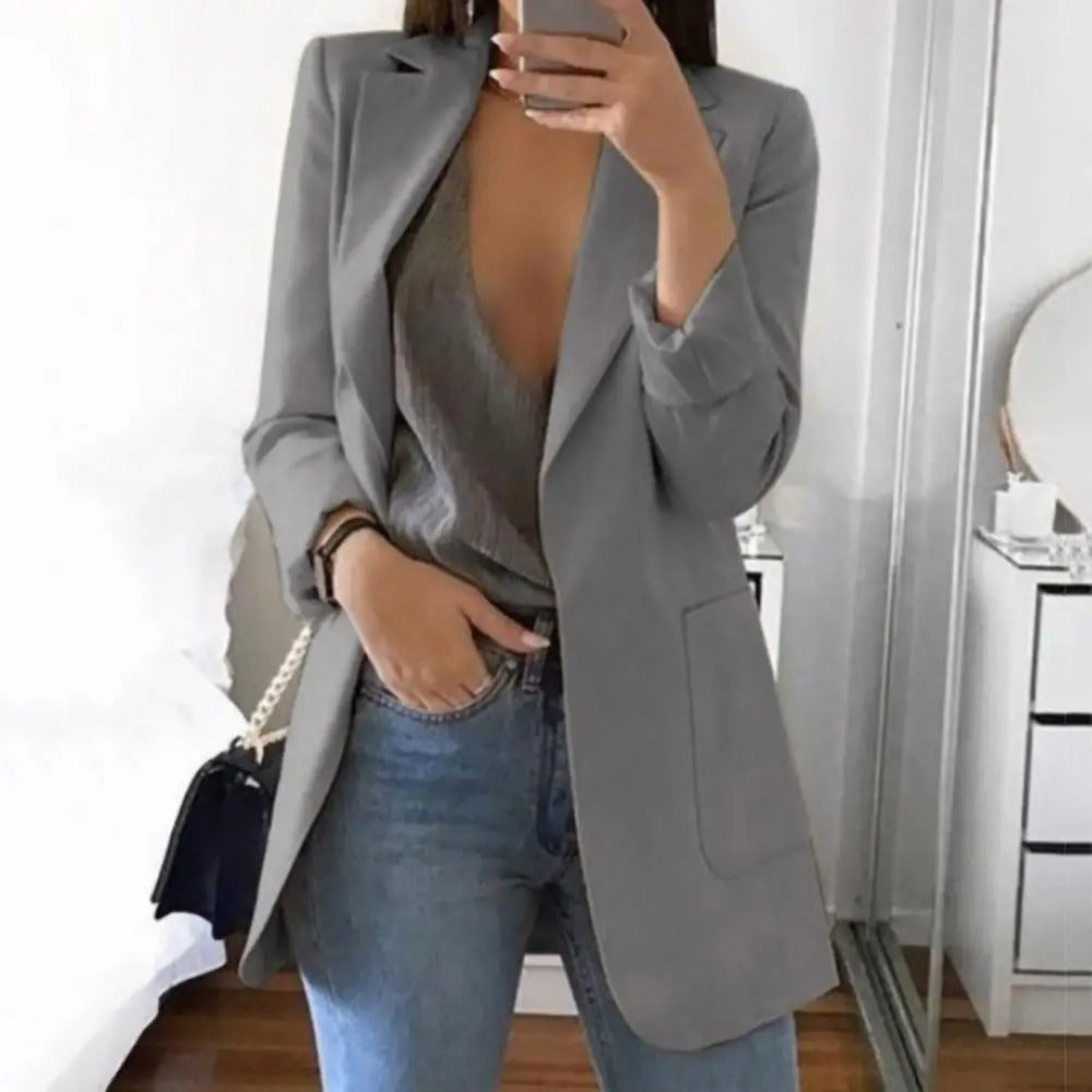 Women's Stylish Notch-Lapel Blazer | Open-Front