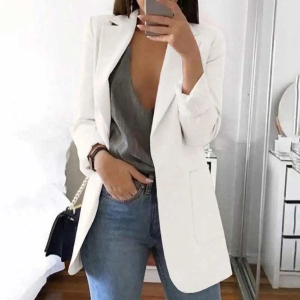 Women's Stylish Notch-Lapel Blazer | Open-Front