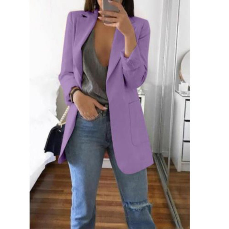 Women's Stylish Notch-Lapel Blazer | Open-Front