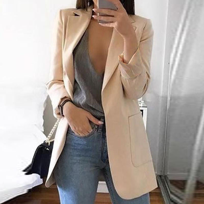 Women's Stylish Notch-Lapel Blazer | Open-Front