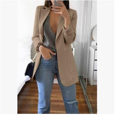 Women's Stylish Notch-Lapel Blazer | Open-Front