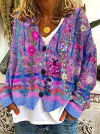 Women's Floral Knit Oversized Cardigan | Button Down