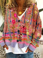 Women's Floral Knit Oversized Cardigan | Button Down