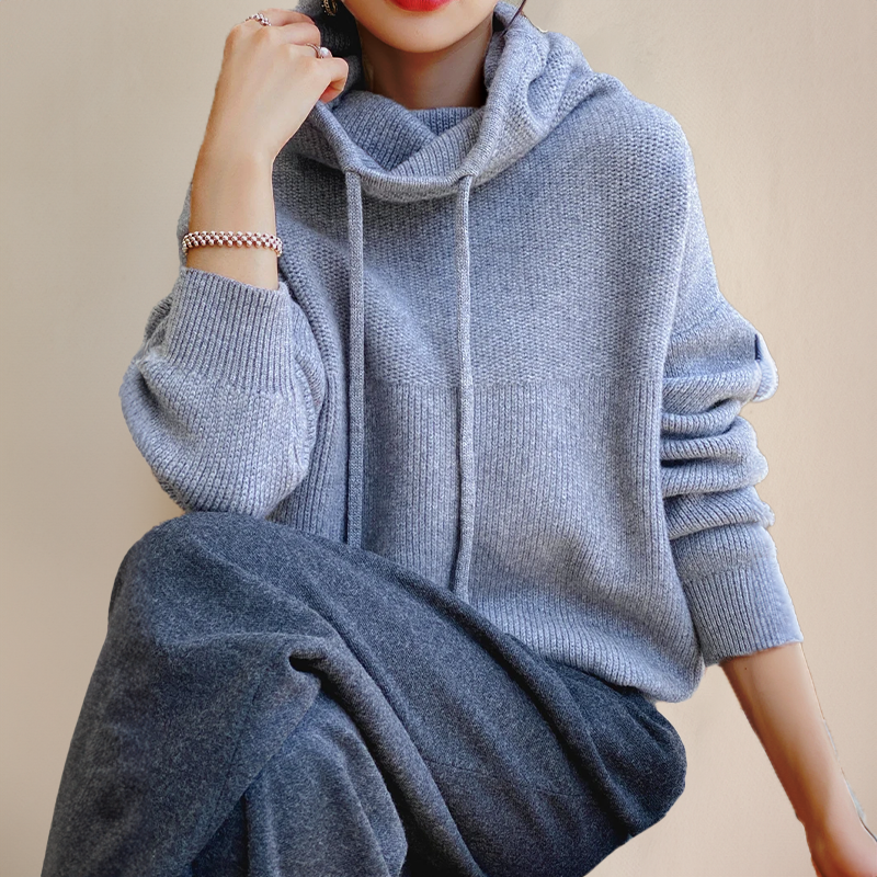 Women's Long Sleeve Oversized Knitted Hoodie | Winter