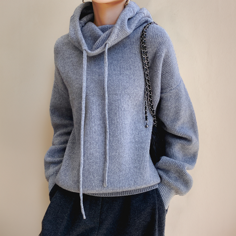 Women's Long Sleeve Oversized Knitted Hoodie | Winter