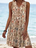 Women's Sleeveless Floral Print A-Line Dress | Mini