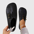 Women's Casual Wide Toe Decorative Button Detail Flat Loafers |  Slip-On