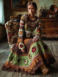 Women's Vintage Boho Knit Maxi Dress | Winter