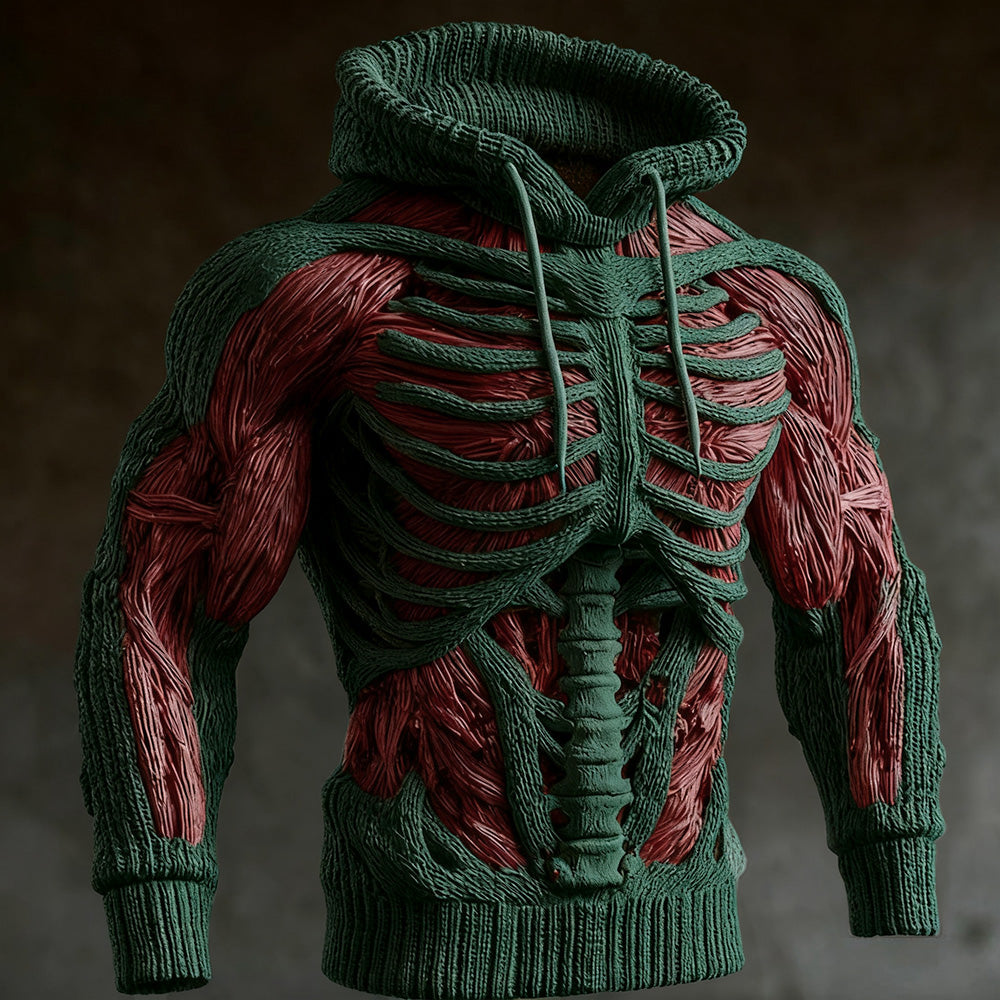 Men's Skeleton Knitted Winter Hoodie | Halloween