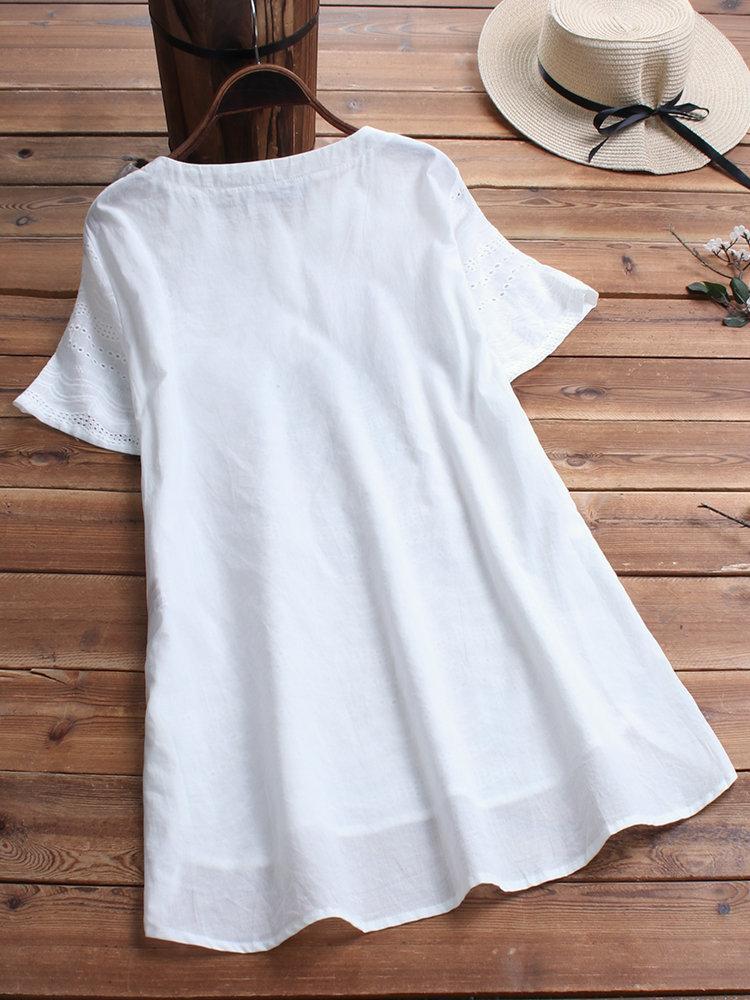 Women's Short Sleeves Casual Blouse | Side Buttons