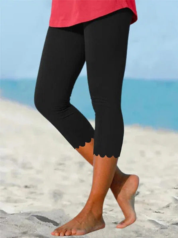 Women's Scalloped-Hem Capri Leggings | Cropped