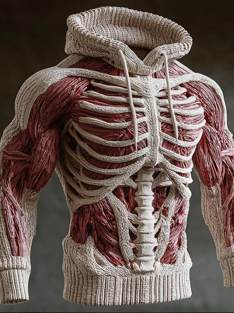 Men's Skeleton Knitted Winter Hoodie | Halloween