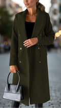 Women's Tailored Button Winter Green Coat | Long