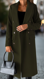 Women's Tailored Button Winter Green Coat | Long