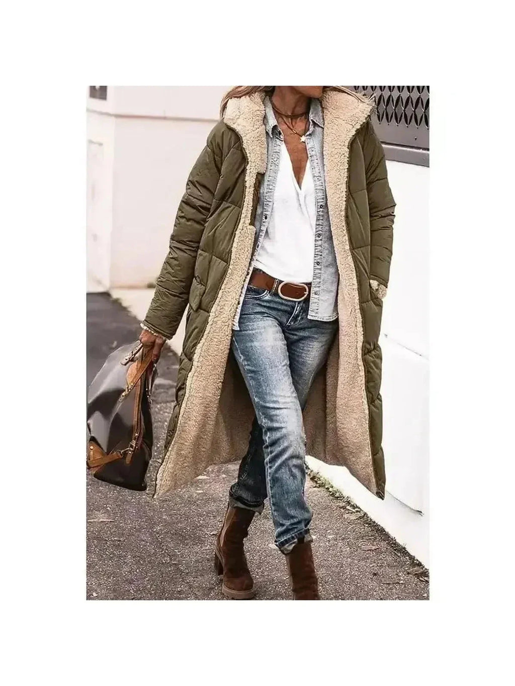 Women's Long Fur Zip Up Jacket | Winter