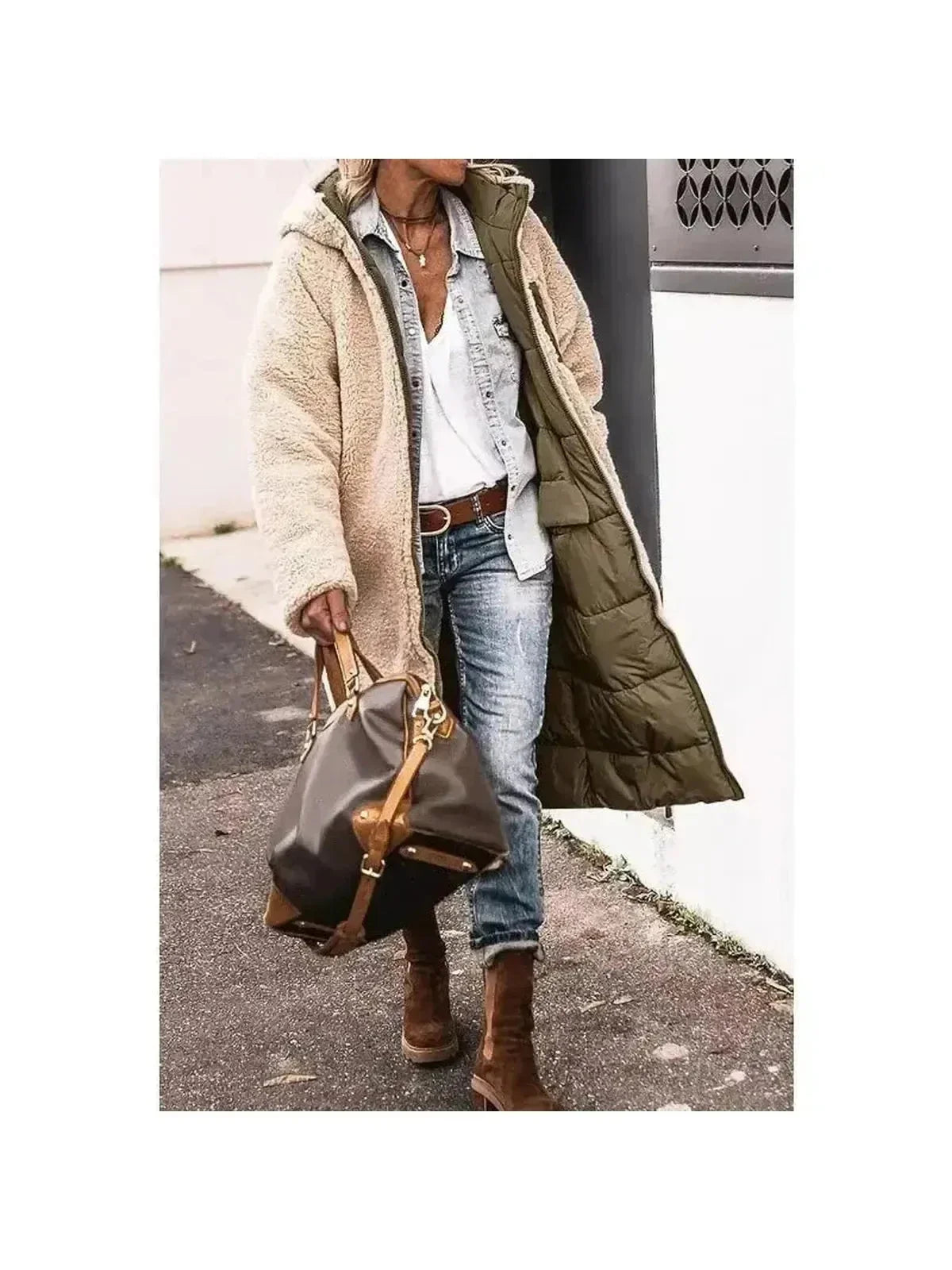 Women's Long Fur Zip Up Jacket | Winter