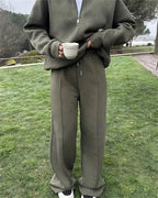 Women's Winter Wide Leg Oversize Set | Half Zip