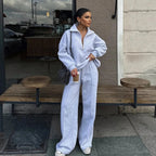 Women's Winter Wide Leg Oversize Set | Half Zip
