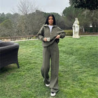 Women's Winter Wide Leg Oversize Set | Half Zip