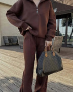 Women's Winter Wide Leg Oversize Set | Half Zip