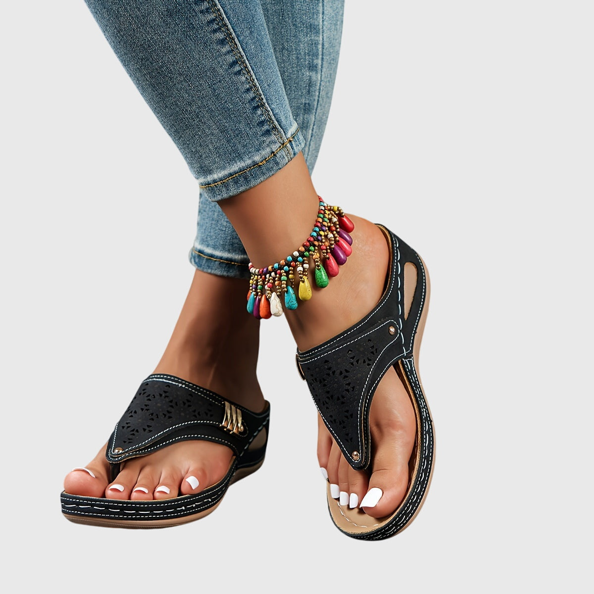 Women's Bohemian Casual Thong Comfort Sandals | Slip On
