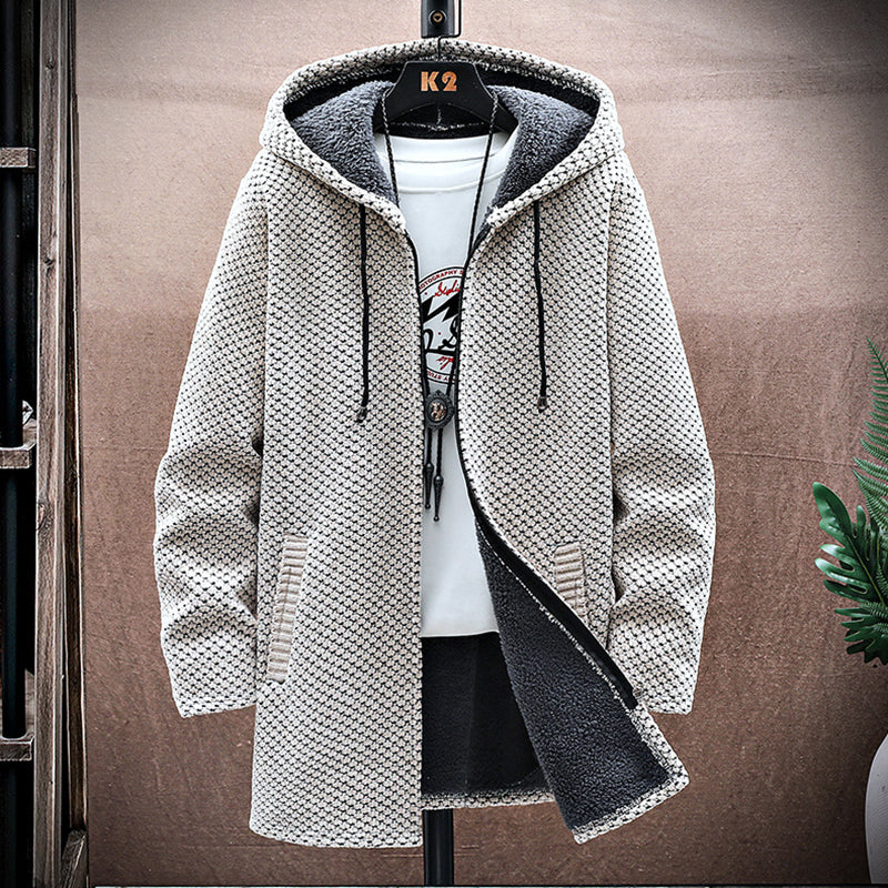 Men's Long Winter Zip Up Hooded Jacket | Oversized