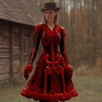 Women's V-Neck Long Sleeve Midi Dress | Halloween