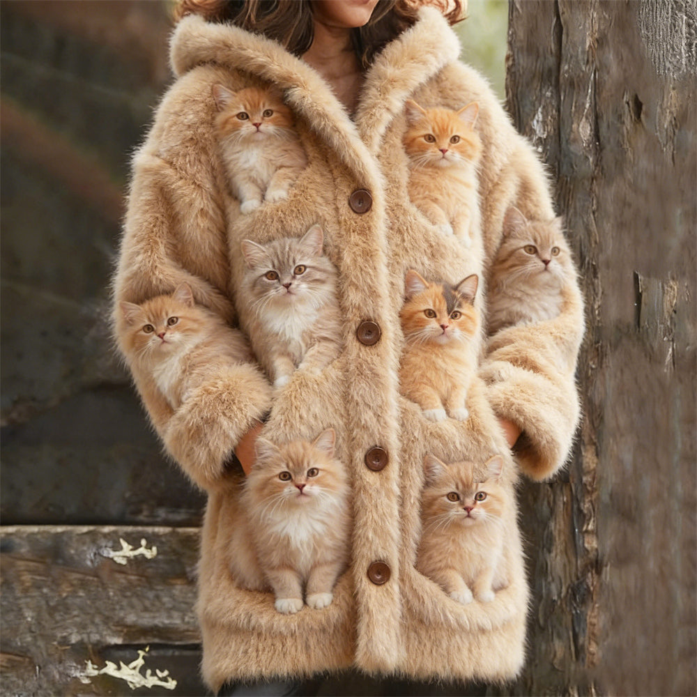 Women's Winter Long Hooded Button Cardigan | Oversized