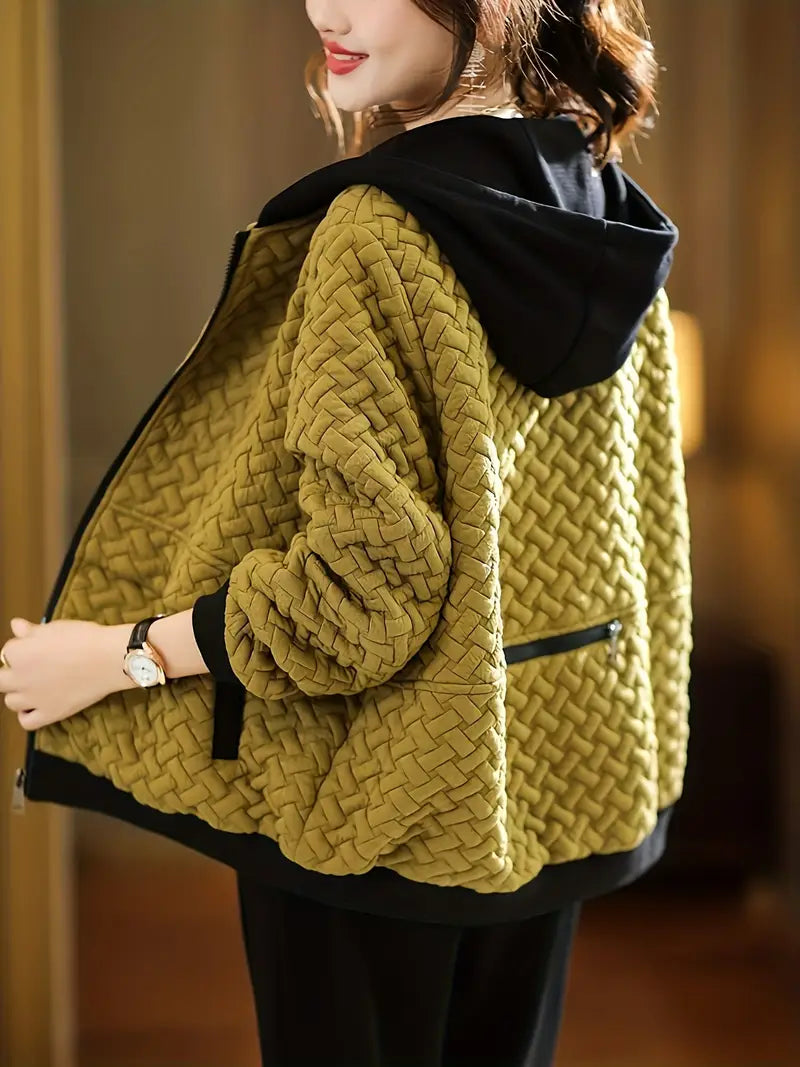 Women's Quilted Zip Up Winter Jacket | Hooded