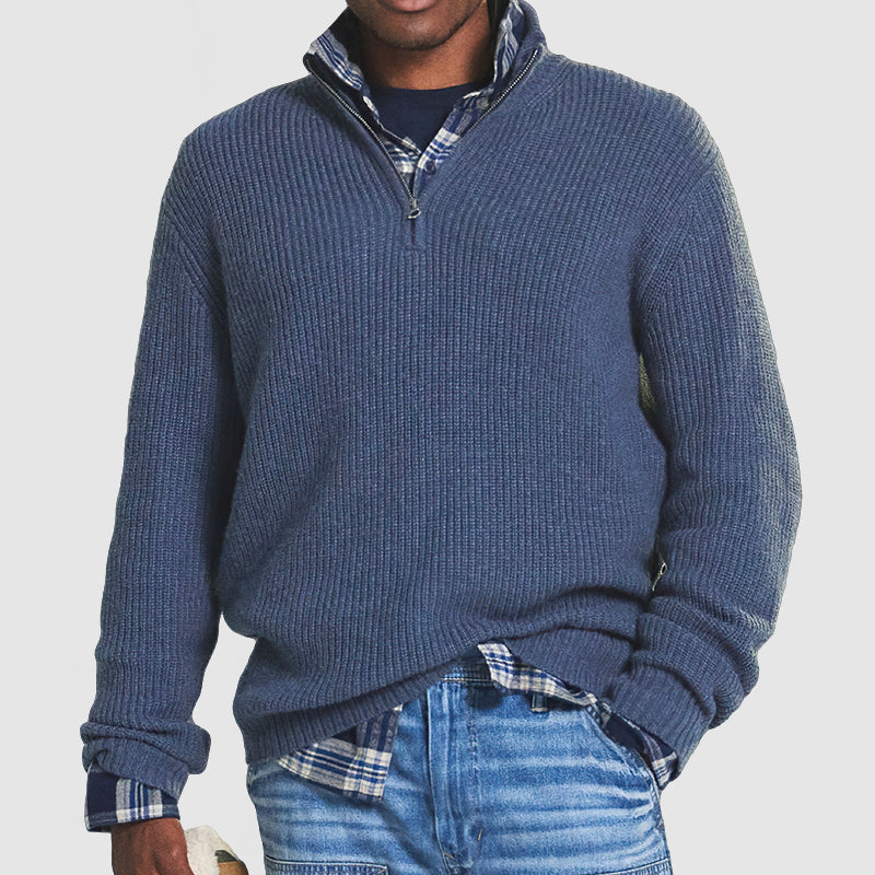 Men’s Ribbed Quarter Zip Sweater | Regular Fit