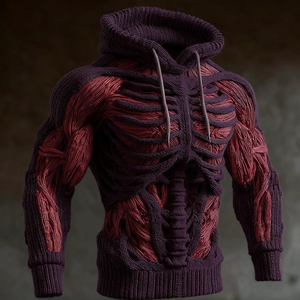 Men's Skeleton Knitted Winter Hoodie | Halloween