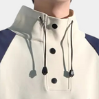 Men’s Oversized High-Neck Button Sweatshirt | Graphic Front