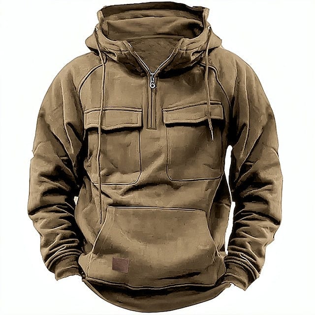 Men's Casual Half-Zip Hoodie | Funnel-Neck