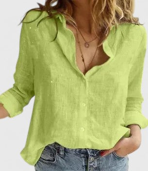 Women's Summer Relaxed Fit Button Down Shirt | Long Sleeves