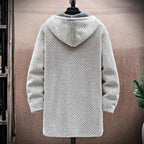 Men's Winter Knit Hooded Zip Up Jacket | Long