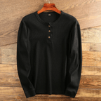 Men's Long Sleeve Henley Shirt | Button Neck